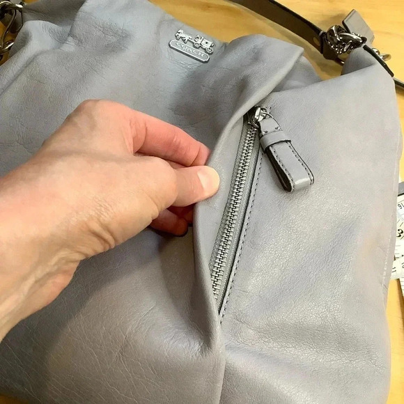 COACH Pebble Grey Madison Isabelle Leather Bag - Picture 5 of 16
